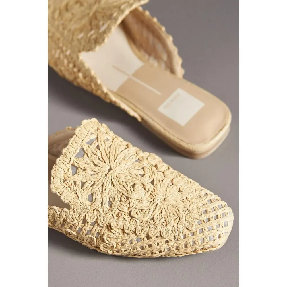 Dolce Vita Women's Light Natural Diya Macrame Diya Flat Mules Size 13